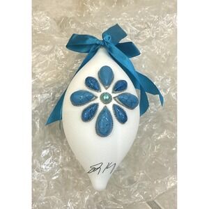 Jay King Ltd. Edition Faux Turquoise Ceramic Christmas Ornament ~Heart 2010